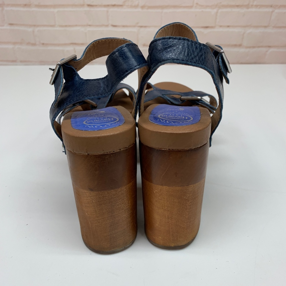 JEFFREY CAMPBELL Sandals Peasy Blue Leather Wedges - Picture 4 of 7